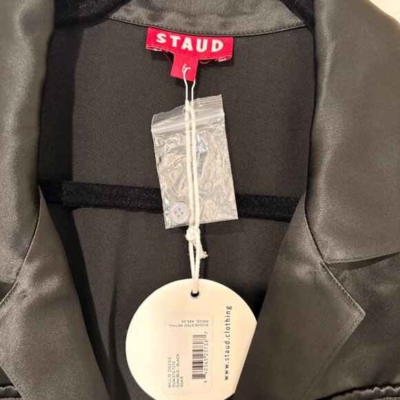 STAUD Millie Satin Belted Maxi Shirtdress NWT - Picture 3 of 8